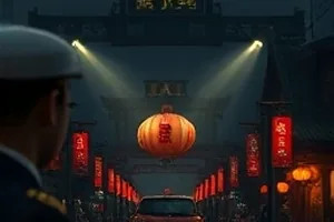 长夜售货亭深夜便利店灯箱与货架的画面